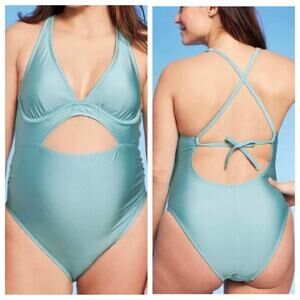 ❤️  Maternity One Piece Swimsuit Deep V-cutout Shiny Size Med